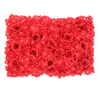 11 Sq ft. Red 3D Silk Rose and Hydrangea Flower Wall Mat Backdrop - 4 Artificial Panels