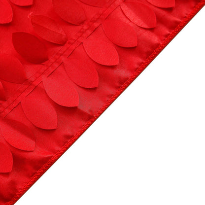 Taffeta Fabric 12"x108" Table Runner Red - 3D Leaf Petal Design