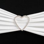Rhinestone Chair Sash Band Buckle Silver 2" Heart Metal - Glittering Diamond Accent