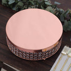 Metal Cake Stand Pedestal Crystal Beaded Design Rose Gold - Cupcake Display and Dessert Riser 14"