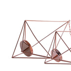 Set of 2 Hanging Tealight Candle Holders Rose Gold Metal Diamond Geometric Open Frame - Flower Terrariums 12", 15"