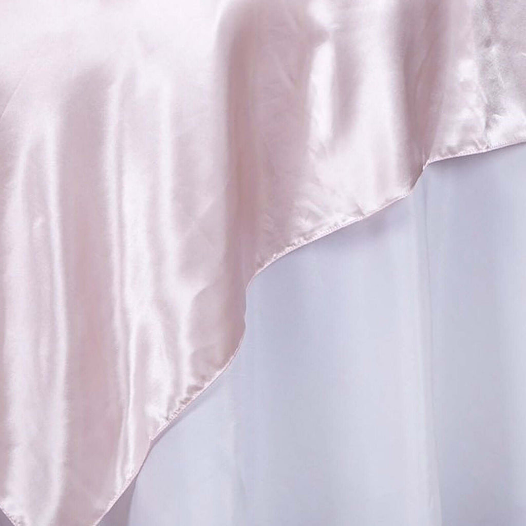 Satin 90"x90" Table Overlay Square Tablecloth Blush - Smooth Finish Table Topper