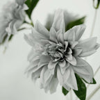 2 Bouquets 20" Silver Artificial Silk Dahlia Flower Spray Bushes