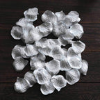 500-Pack Rose Petals Round Design Silver Silk Confetti - Decorative Scatters for Tables and Floors