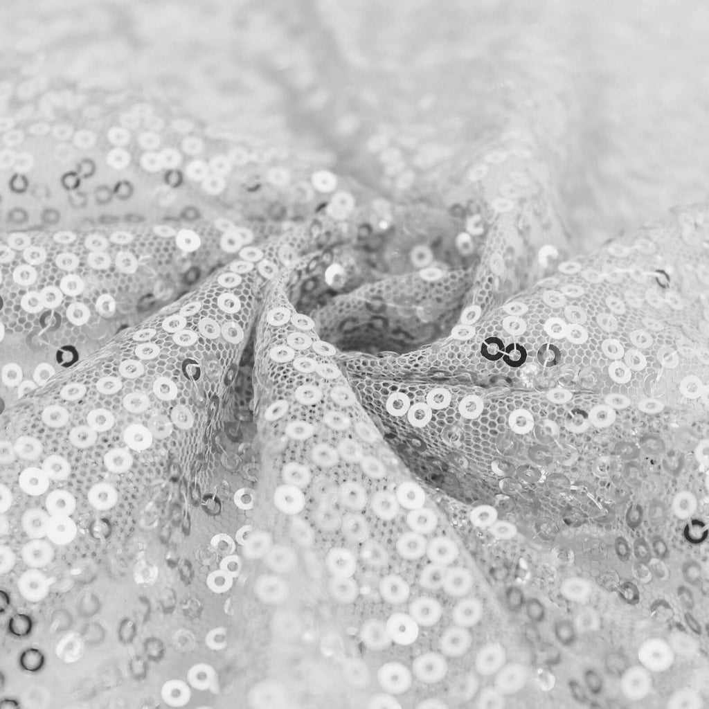 Sequin 120" Round Tablecloth Silver - Seamless Glittering Table Cover
