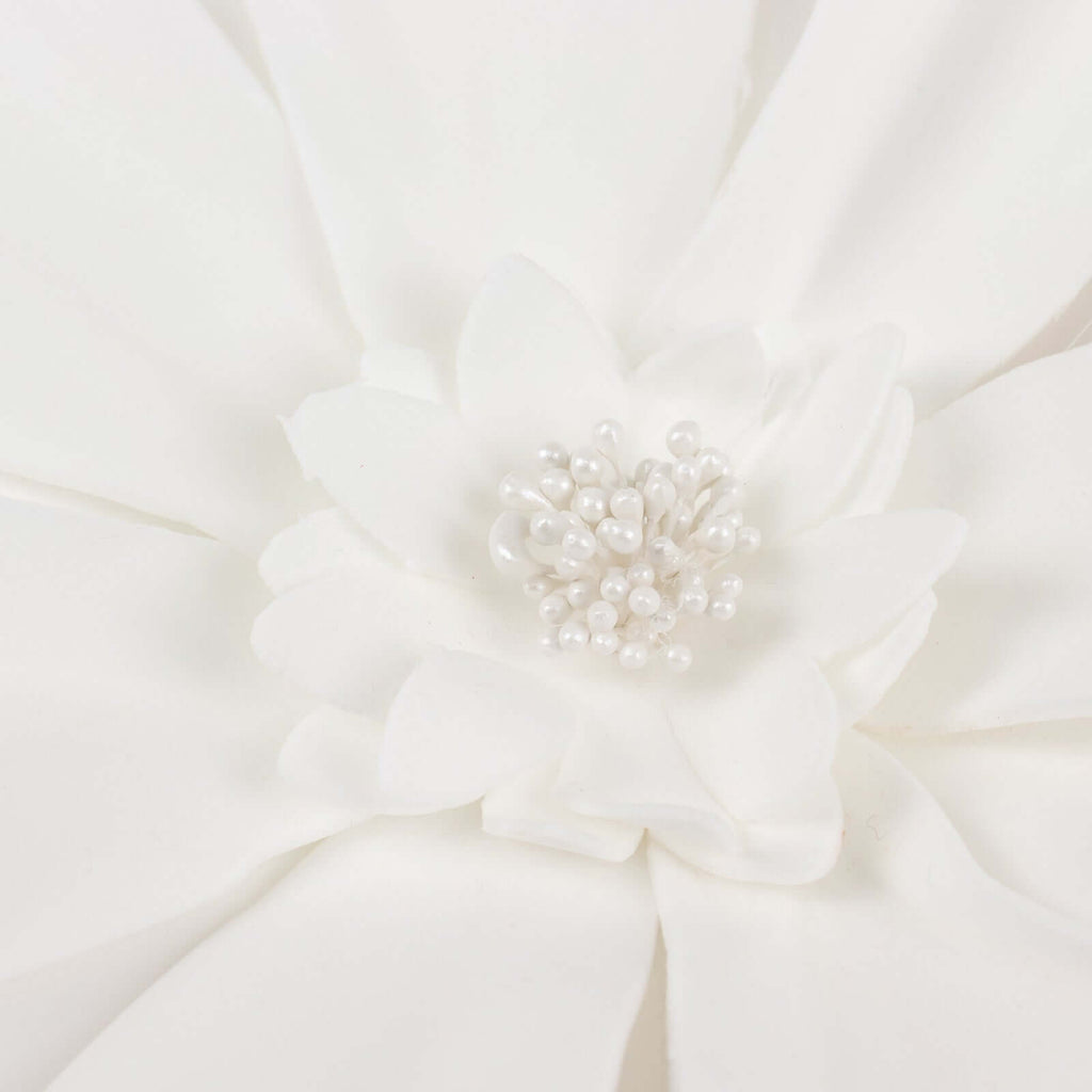 4 Pack 12" White Life-Like Soft Foam Craft Dahlia Flower Heads