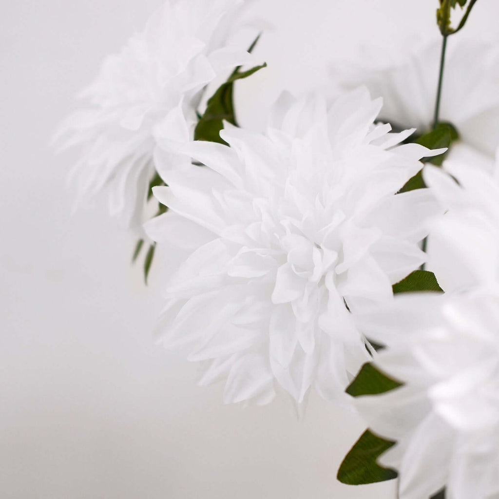 2 Bouquets 20" White Artificial Silk Dahlia Flower Spray Bushes