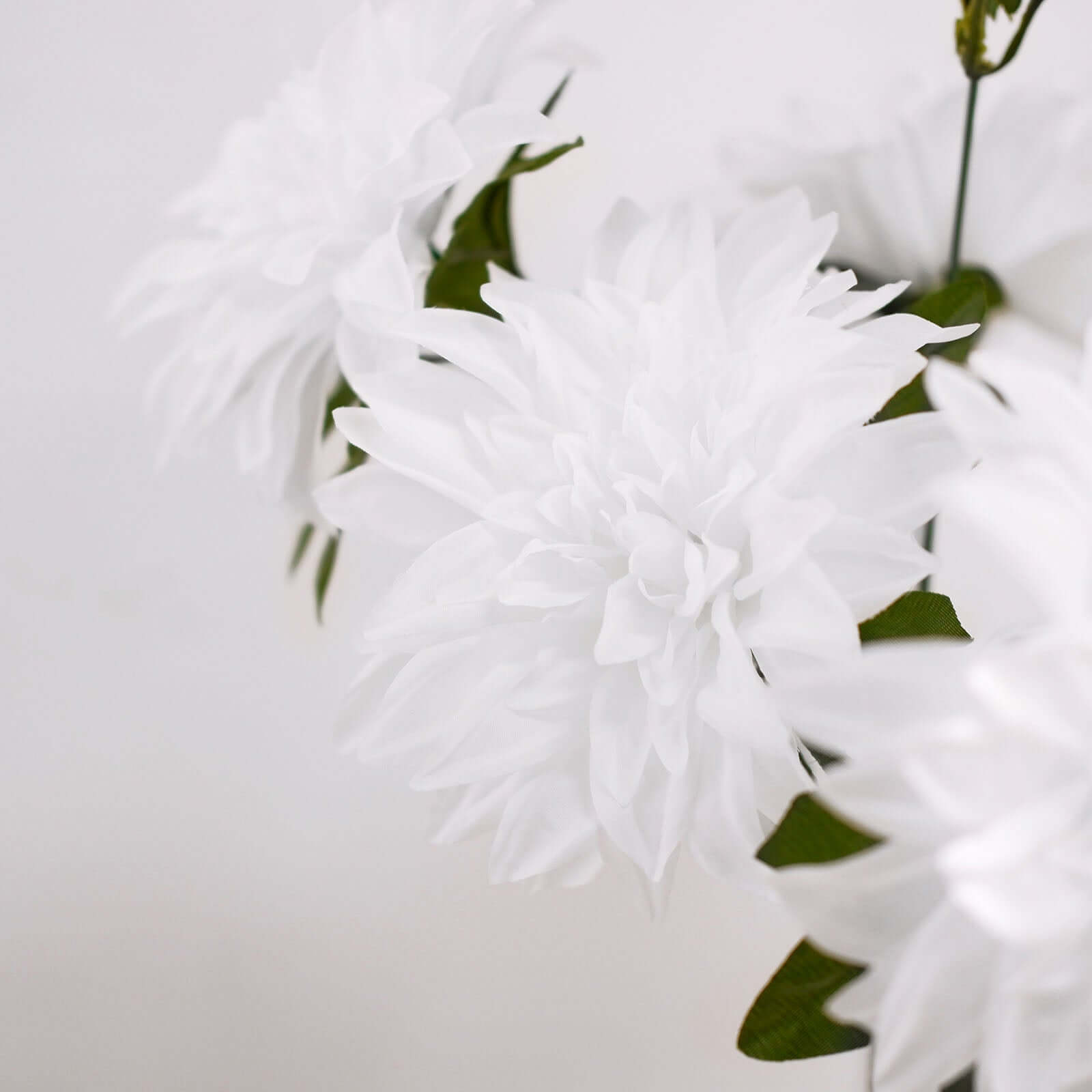 2 Bouquets 20" White Artificial Silk Dahlia Flower Spray Bushes