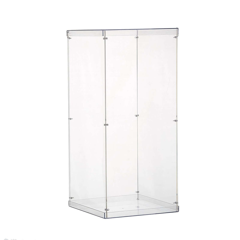 24" Clear Acrylic Display Box, Transparent Pedestal Riser with Interchangeable Lid and Base