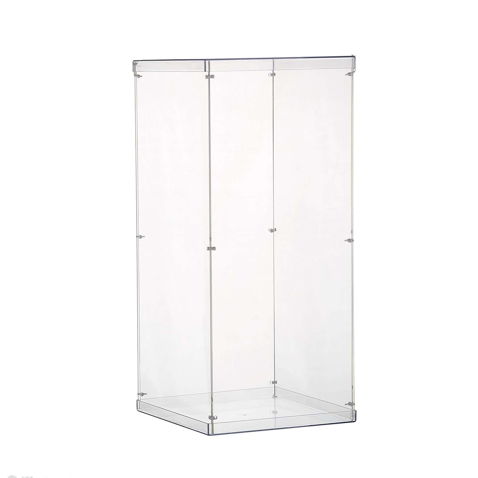 24" Clear Acrylic Display Box, Transparent Pedestal Riser with Interchangeable Lid and Base