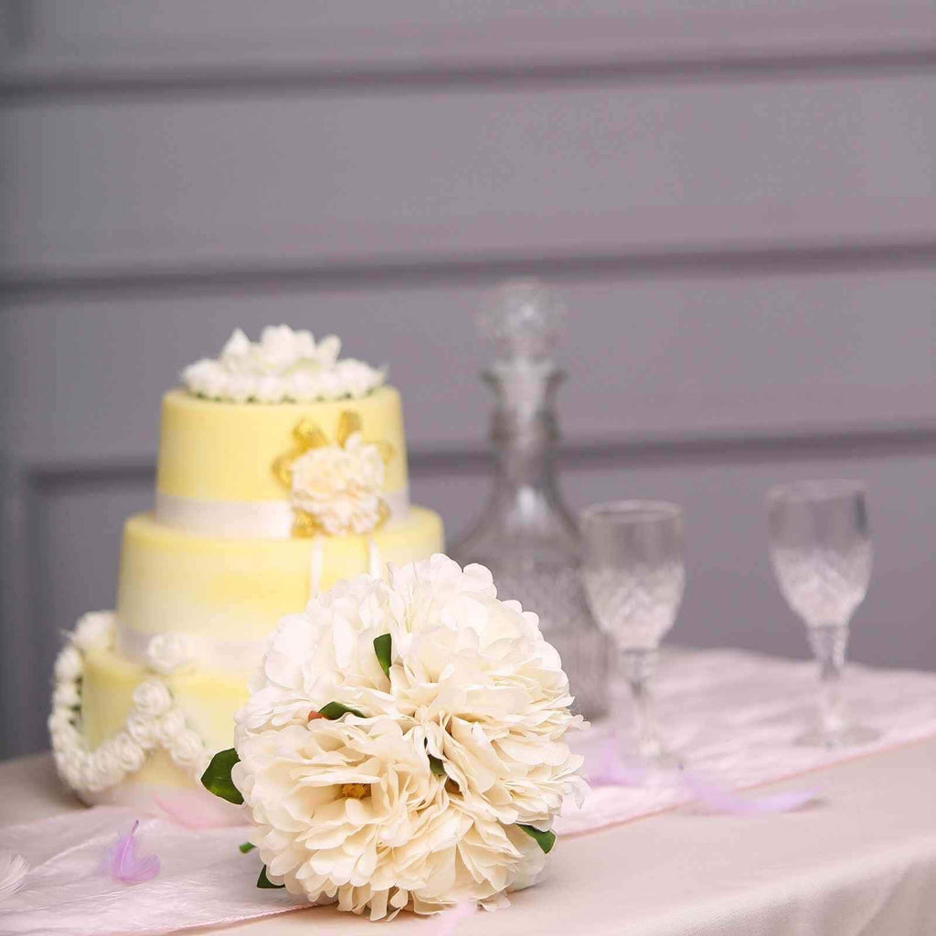 11" Blush Cream Real Touch Artificial Silk Peonies Flower Bouquet