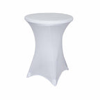 Spandex 30" Round Cocktail Table Cover White - Easy to Maintain Stretch Fitted Highboy Tablecloth for Stylish Events