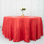 Taffeta 120" Round Tablecloth Red - Seamless Accordion Crinkle Table Cover