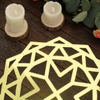 6-Pack Disposable Table Placemats in Metallic Gold Laser Cut Geometric Star Design - 700GSM Cardboard Placemats for Glamorous Table Settings 13"