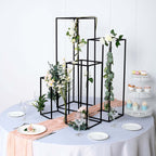 Set of 4 Metal Flower Stands Frame Wedding Column Centerpieces Matte Black - Durable Display 16"/24"/32"/40"