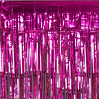 8ft Fuchsia Metallic Tinsel Foil Fringe Doorway Curtain Party Backdrop