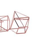 Set of Metal Candle Holders Linked Geometric Design Rose Gold - Modern Votive Glass Decor for Tables & Gatherings 16"