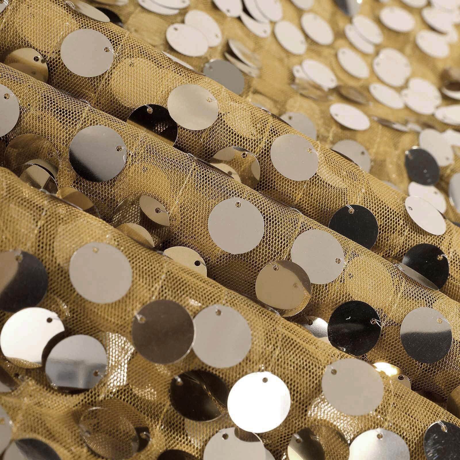 Sequin 72"x72" Table Overlay Square Tablecloth Gold - Big Payette Table Cover