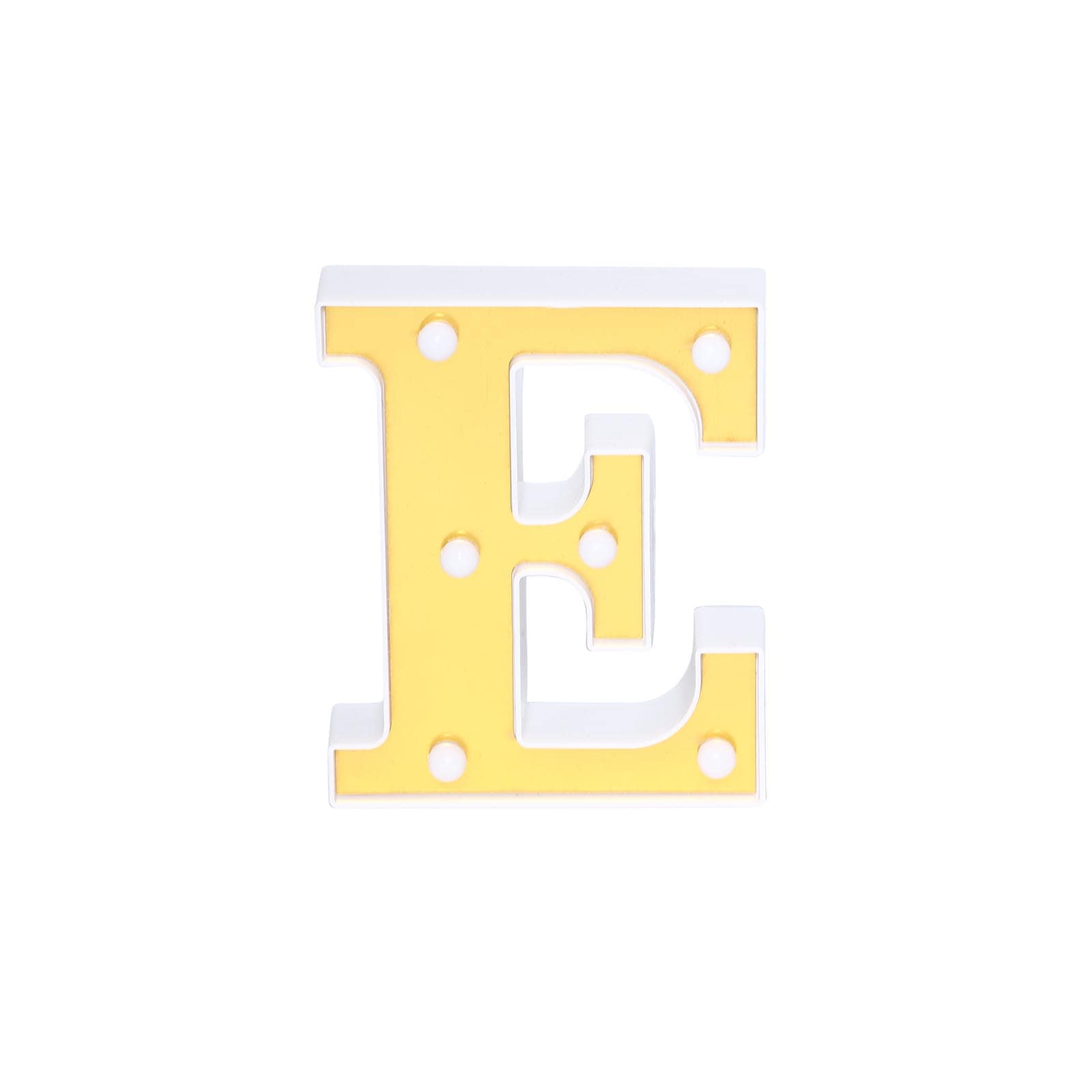 3D Marquee Letter "E" Warm White 6 LED Lights Gold - Chic Light-Up Decor for Events 6"