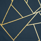 Polyester 9ft Table Runner Navy Blue with Gold Foil Modern Geometric Accent