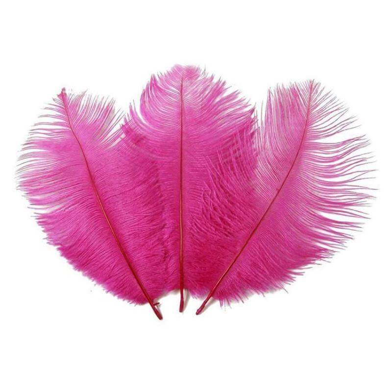 12 Pack 13"-15" Fuchsia Natural Plume Real Ostrich Feathers, DIY Centerpiece Fillers