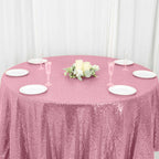 Sequin 120" Round Tablecloth Pink - Seamless Glittering Table Cover
