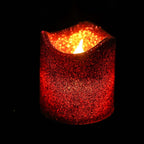 12-Pack LED Votive Candles Glittered Red Design - Reusable Flameless Battery Operated Lights