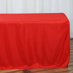 Fitted Polyester 96"x30" Rectangle Tablecloth Red - Durable and Easy to Maintain Table Cover