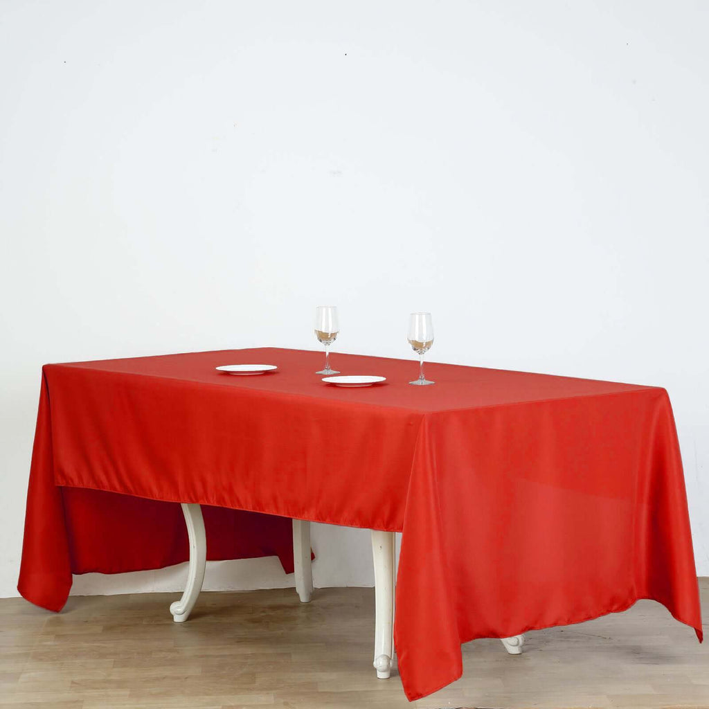 Polyester 60"x126" Rectangle Tablecloth Red - Wrinkle-Resistant Table Cover