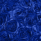 Satin 90"x132" Rectangle Tablecloth Royal Blue - Grandiose 3D Rosette Seamless Table Cover