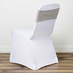 5 Pack Sequin Spandex Chair Sashes Silver - Stretch Chair Bands 6"x15"