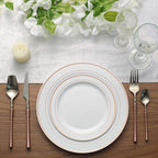 10-Pack Plastic Dinner Plates White with TrÃ¨s Chic Rose Gold Rim - Perfect Disposable Party Plates 10"