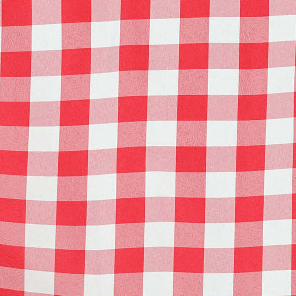 Polyester 70" Round Tablecloth White/Red - Checkered Buffalo Plaid Table Cover