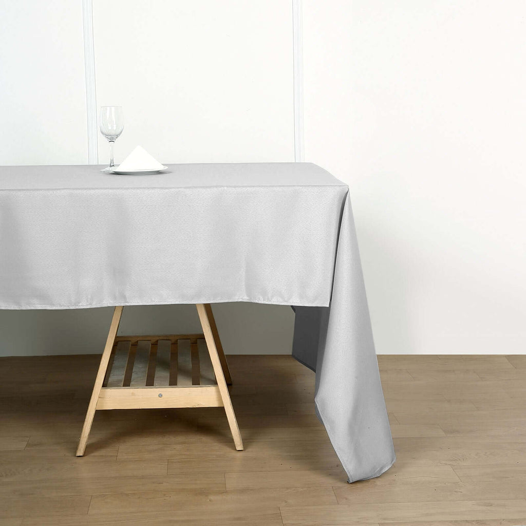 Polyester 60"x102" Rectangle Tablecloth Silver - Durable and Stylish Table Cover