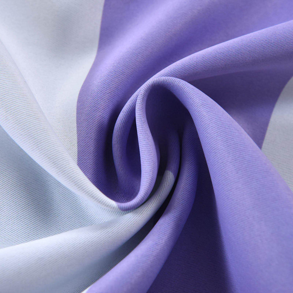 2 Pack White Lavender Lilac Cabana Stripe Thermal Blackout Curtains With Chrome Grommet Window Treatment Panels - 52"x108"