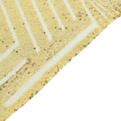 Sequin 12"x108" Table Runner Gold Diamond Glitz - Shimmering Event Decoration