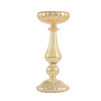 Set of 3 Candle Holder Stands Gold Mercury Glass Pillar Design - Stylish Votive Centerpieces for Tables & Decor 7", 8", 10"