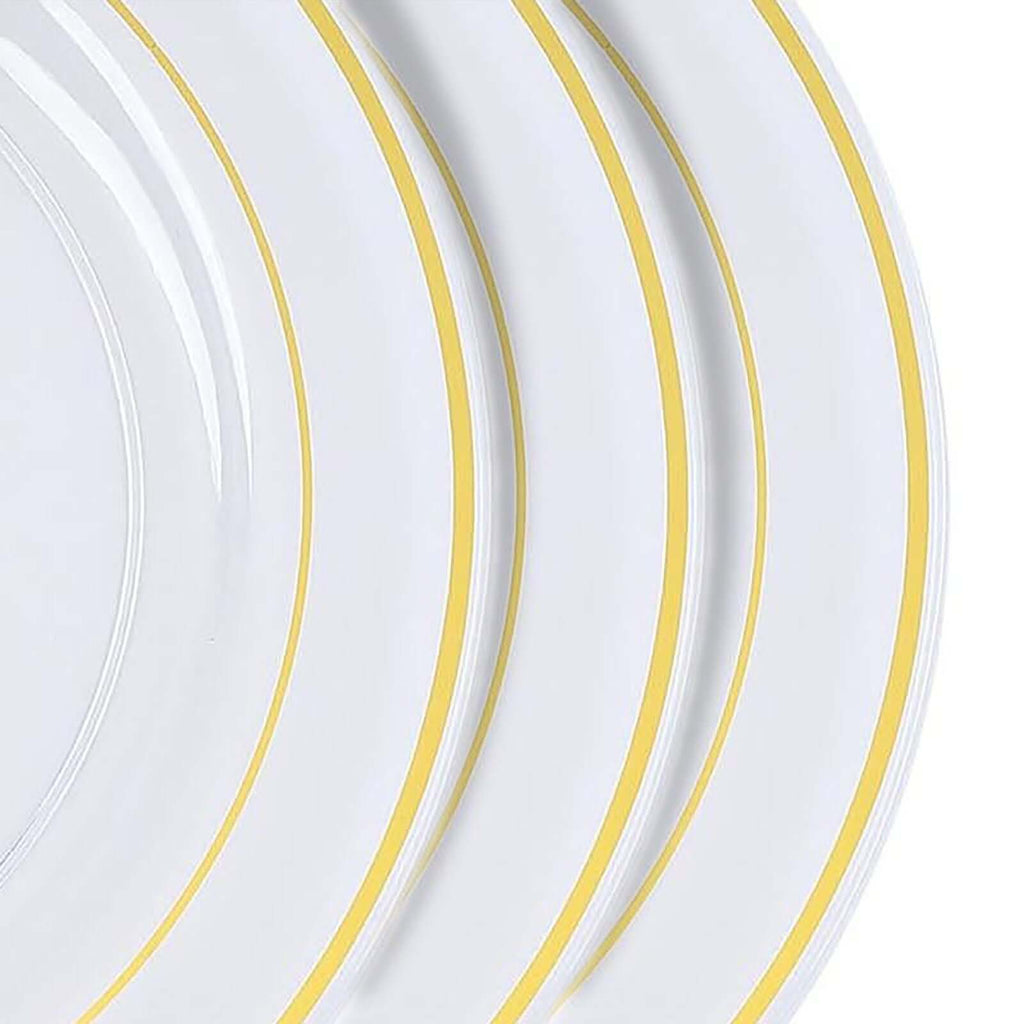 10-Pack Plastic Dinner Plates Clear with TrÃ¨s Chic Gold Rim - Perfect Disposable Party Plates 10"