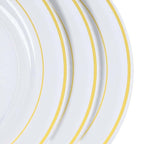 10-Pack Plastic Dinner Plates Clear with TrÃ¨s Chic Gold Rim - Perfect Disposable Party Plates 10"