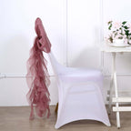 Chiffon Chair Sash with Curly Design Mauve Cinnamon Rose - Stylish Chair Decorations