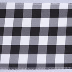 5 Pack Polyester Chair Sashes Black/White Buffalo Plaid - Durable & Reusable Chair Bows for Rustic Farmhouse Party Decor 6"x108"