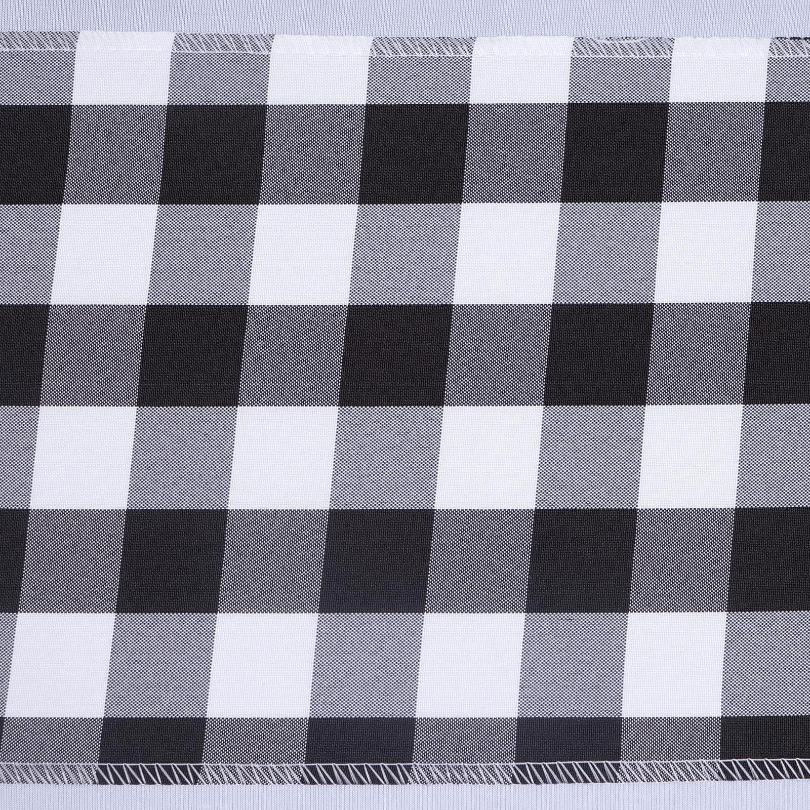 5 Pack Polyester Chair Sashes Black/White Buffalo Plaid - Durable & Reusable Chair Bows for Rustic Farmhouse Party Decor 6"x108"