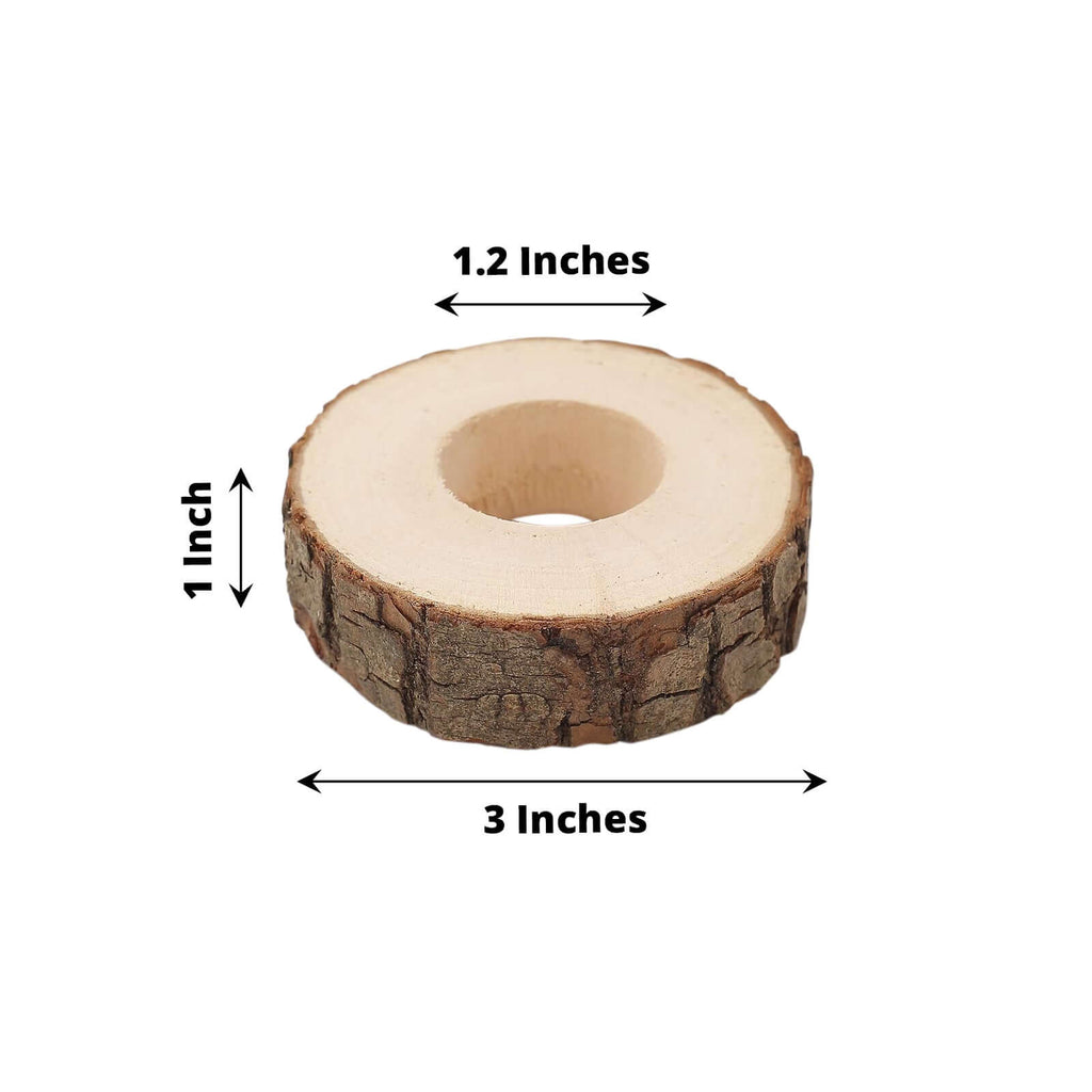 4 Pack 3" Rustic Natural Birch Wood Farmhouse Napkin Rings, Boho Napkin Holder Wood Slices