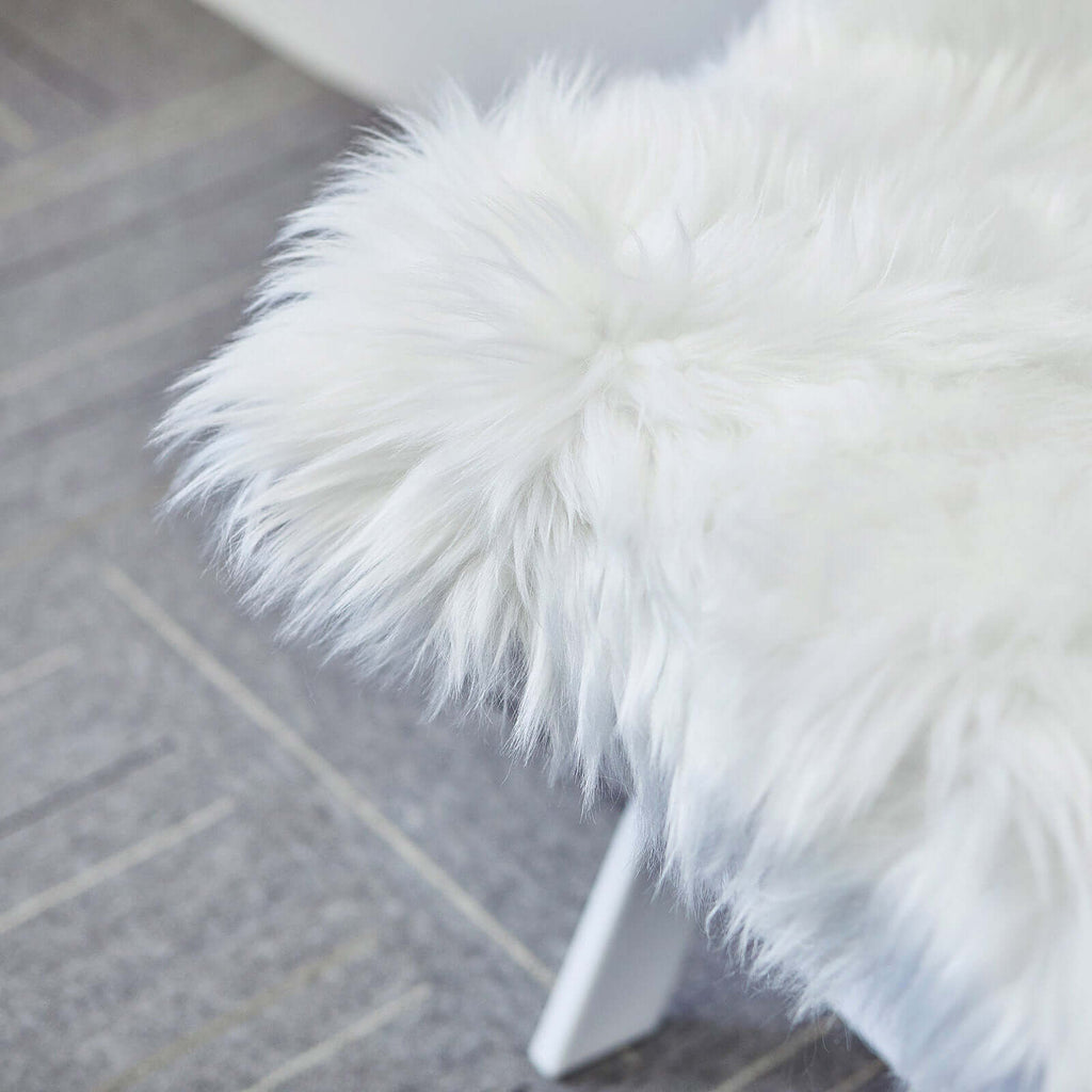 Faux Sheepskin 20" Cushion Cover with Soft Plush Finish White - Stylish Small Shag Area Rug for Events