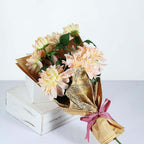 30" Tall Blush Cream Artificial Dahlia Silk Flower Stems, Faux Floral Spray