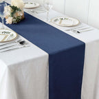 Polyester 14"x108" Table Runner Dark Denim Blue - Modern Faux Denim Dining Table Runner