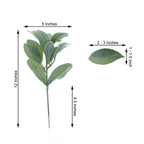 4 Stems Frosted Green Artificial Lambs Ear Leaf Indoor Plant, Faux Bush