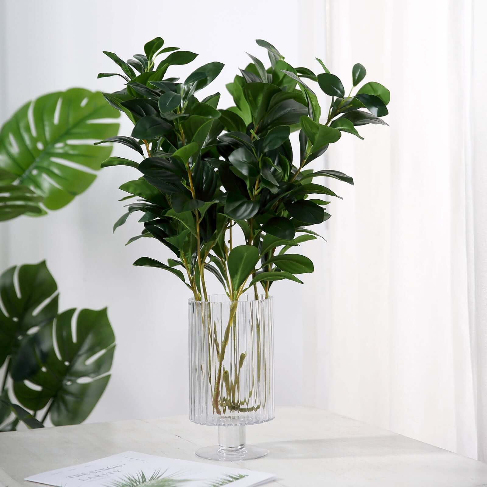 2 Stems 26" Green Artificial Lemon Leaf Branches Faux Greenery Plant