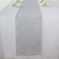 Faux Linen 12"x108" Table Runner Silver - Slubby Textured & Wrinkle Resistant Table Decor