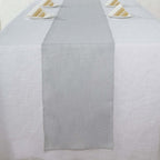 Faux Linen 12"x108" Table Runner Silver - Slubby Textured & Wrinkle Resistant Table Decor